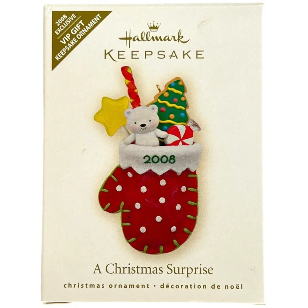Hallmark Keepsake Christmas Ornament 2008 A Christmas Surprise Mitten Stocking